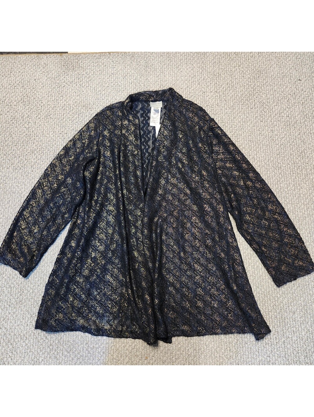 Susan Graver Metallic Open Front Cardigan Jacket Size 2X NWT